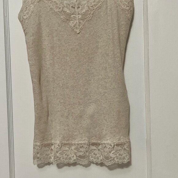 Abercrombie & Fitch lace trim tank top size medium cream oatmeal Y2K cotton - Picture 4 of 9